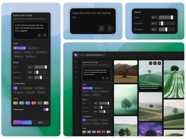 AI image generation app with prompt, style and mood controls