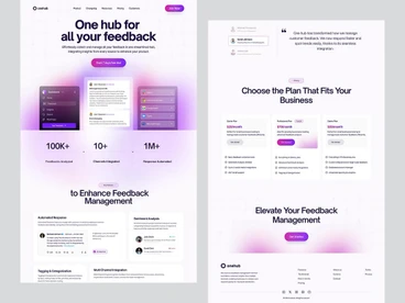 Onehub feedback management SaaS landing page and pricing